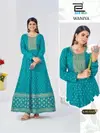 Waniya Blue Hills Rayon Foil Printed Anarkali Concept Kurti Collection